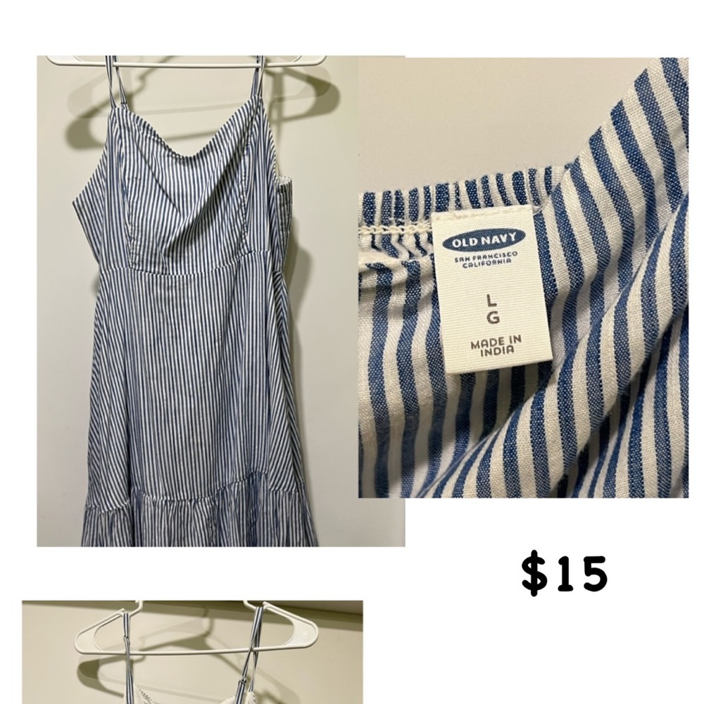 Old navy blue and white striped dress
